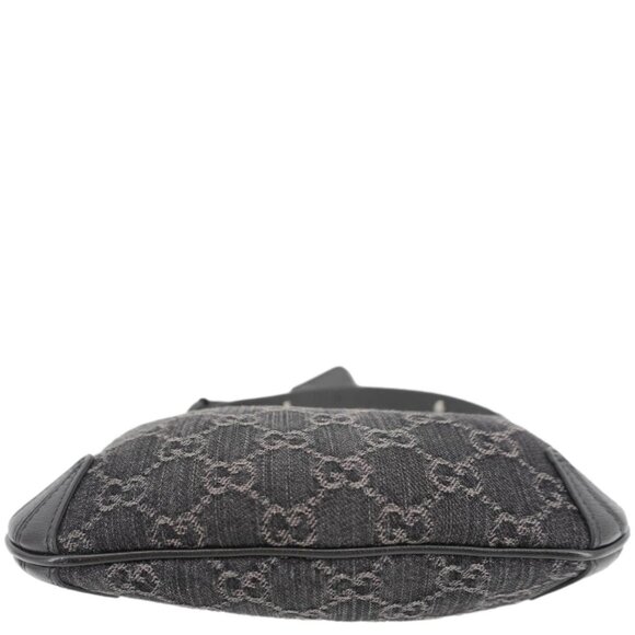 Gucci  Horsebit Slim Small GG Monogram Denim Hobo Shoulder Bag Black 774719 - Picture 8 of 11